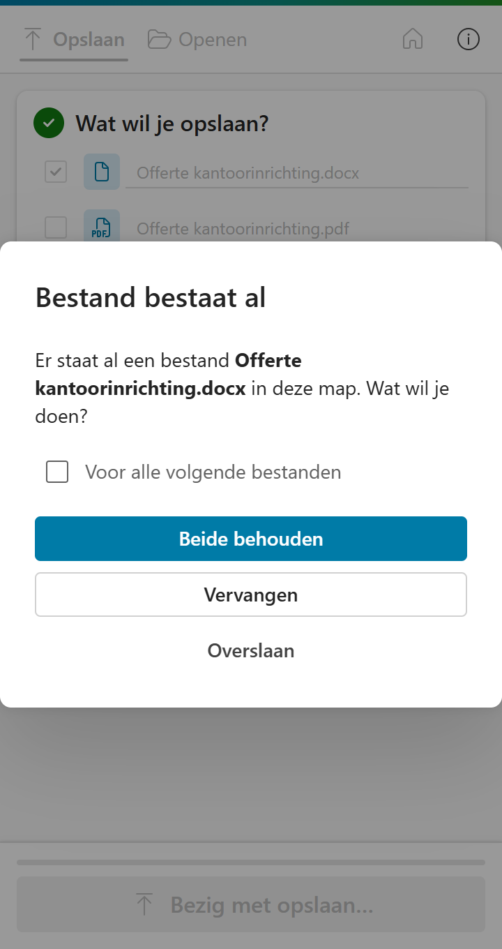 De vraag als het bestand al bestaat
