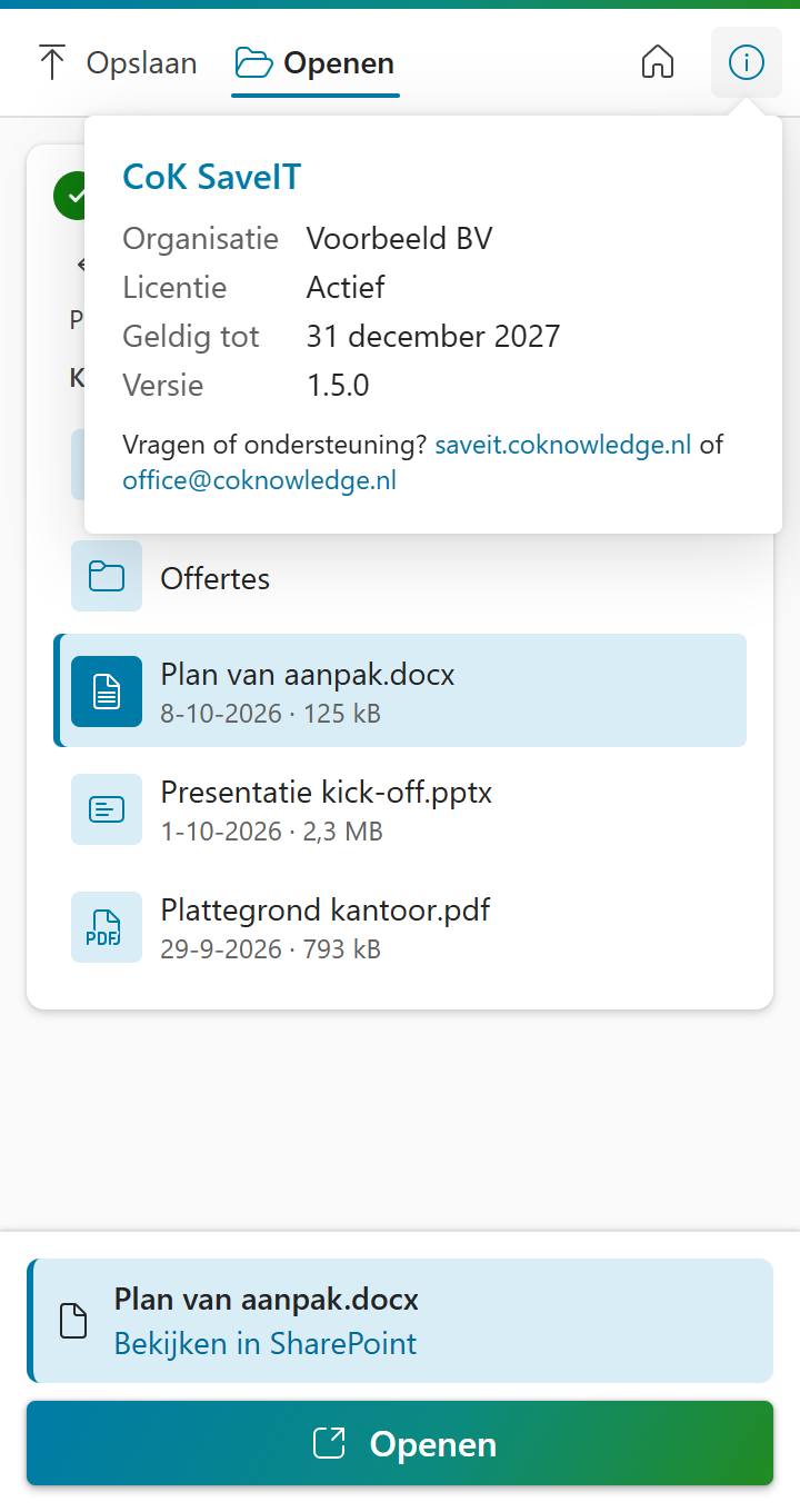 Informatie over de licentie