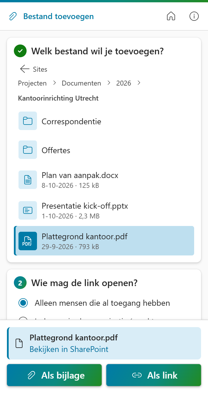 Een bestand kiezen in een nieuwe mail