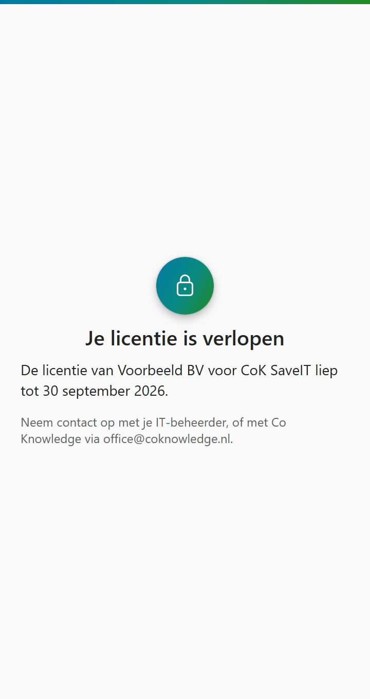 Melding bij een verlopen licentie